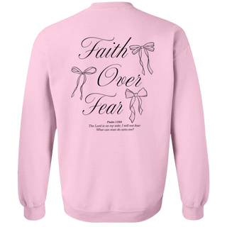 Faith Over Fear Christian Sweatshirt Coquette Christian Bow Sweatshirt Pink Christian Crewneck Jesus Sweatshirt Bible Verse Sweatshirt