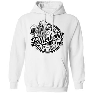 Fatherhood Surviving One Beer At A Time Hoodie, Beer Lover Dad Hoodie, Funny Dad Hoodie, Skull Hoodie, Sarcastic Hoodie