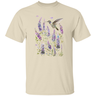 Floral Hummingbird Shirt Flowers On Stems T-Shirt Garden T Shirt Hummingbird Lovers Gift For Gardeners Flower Lover Christmas