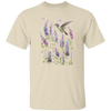 Floral Hummingbird Shirt Flowers On Stems T-Shirt Garden T Shirt Hummingbird Lovers Gift For Gardeners Flower Lover Christmas