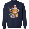 Christmas Highland Cow Sweatshirt, Cute Cow Christmas Sweatshirt, Christmas Crewneck Cow Sweater, Farm Christmas Shirt, Gift For Christmas