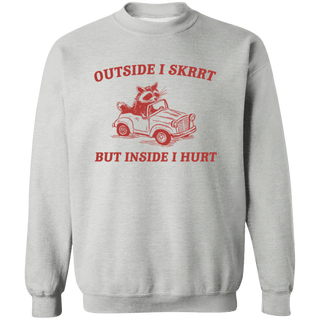 Outside I skrrt Racoon Car Unisex Heavy Blend Crewneck Sweatshirt