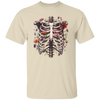 Wildflower Skeleton T-Shirt Fall Shirt Halloween Tee Floral Ribcage Tshirt Oversized Graphic Tee Halloween Women's Shirt