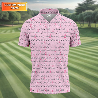Breast Cancer Polo Shirt HG Pink Polo Shirt HGMen  Fun Golf Shirts For Men  Cute Polo Shirt HG Fun Golf Shirt