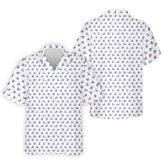 Blue And Pink Naughty Stick People White Hawaiian Shirt HG   s For Men  Golf Gift For Men