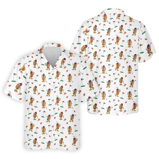 Cartoon Hot Dogs American Flag Pattern 250th Anniversary White Hawaiian Shirt HG  Hawaiian Shirt HG  For Men   s For Men