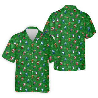Funny Christmas Characters Golf Pose Green Hawaiian Shirt HG  Christmas Hawaiian Shirt HG   s For Men