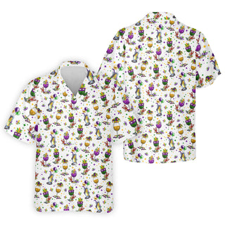 Mardi Gras Wine Glass Beaded Garland Fleur De Lis White Hawaiian Shirt HG   s For Men  Hawaiian Shirt HG  For Men