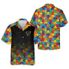 In A World Where You Can Be Anything Be Kind Autism Awareness Puzzle Pattern Black Fade Men's Hawaiian Shirt HG