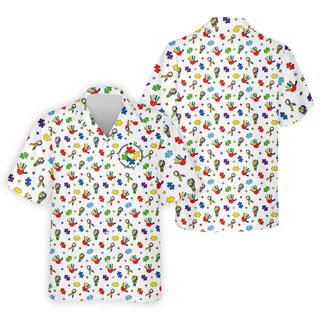 Awareness Understanding Acceptance Autism White Hawaiian Shirt HG   Autism Awareness Colors Hawaiian Shirt HG s For Men