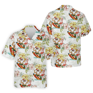 Surfing Santa Hawaiian Hawaiian Shirt HG  Fun Men's Golf Polos  Christmas Hawaiian Shirt HG  Golf Gift For Men