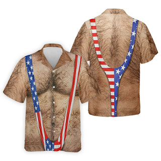 Hairy Body Funny Print Patriotic Hawaiian Shirt HG   250th Anniversary 4th Of July Hawaiian Shirt HG s For Men