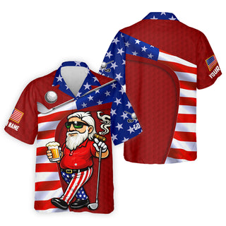 Golf And Beer Patriotic Man Golf Ball Pattern 4th Of July Red Hawaiian Shirt HG  250th Anniversary Hawaiian Shirt HG  For Men