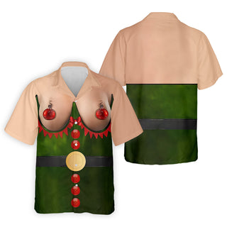Funny Naughty Elf Costume Men's Golf Hawaiian Shirt HG   Ugly Christmas Hawaiian Shirt HG   Christmas Golf Hawaiian Shirt HG
