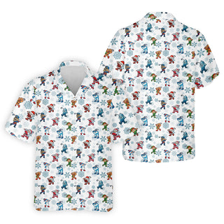 Christmas Characters Golf Pose Men's Funny Hawaiian Shirt HG s  Christmas Hawaiian Shirt HG   Hawaiian Shirt HG s For Men