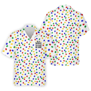 In A World Where You Can Be Anything Be Kind Golf Tops For Men  Autism Awareness Color Hawaiian Shirt HG  For Men