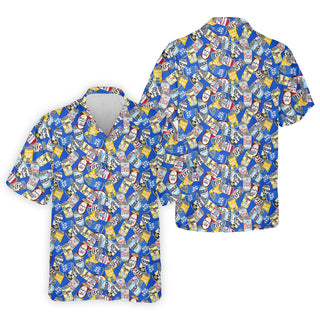 American Beer Cans Blue Hawaiian Shirt HG  Golf And Beer  s For Men  Hawaiian Shirt HG  For Men