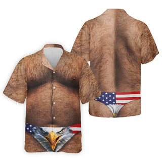 Hairy Body Funny Eagle American Flag Hawaiian Shirt HG  250th Anniversary 4th Of July Hawaiian Shirt HG  For Men