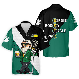 Birdie Boogey Eagle Par Plastered Beer Bottle Logo Golf Tops For Men  Golf And Beer Fun Hawaiian Shirt HG