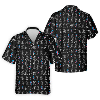 Funny Stick Figure Men's Hawaiian Shirt HG  Male Breast Cancer Awareness Shirt  Breast Cancer Support Shirt  Hawaiian Shirt HG  For Men