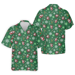 Santa Claus Pattern Christmas Green Golf Tops For Men  Christmas Golf Hawaiian Shirt HG     Hawaiian Shirt HG s For Men