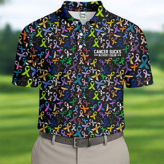 Cancer Sucks In Every Color Polo Shirt HG Cancer Awareness Shirt  Couple Polo Shirt HG Matching Golf Shirt