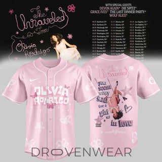 Olivia Rodrigo The Unraveled Tour 2026 âPretty Sad in Loveâ Baseball Jersey NNA