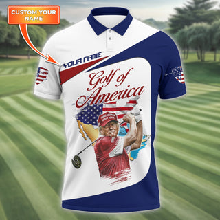 Trump Golf Of America Custom Men's Golf Polo Shirt HG  Golfing Apparel  Gift For Golfers  US 250th Anniversary Golf Shirt