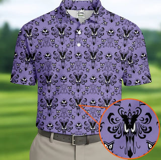 Haunted Mansion Hitchhiking Ghosts Men's Golf Polo Shirt, Halloween Golf Shirt, Mens Golf Gift HG