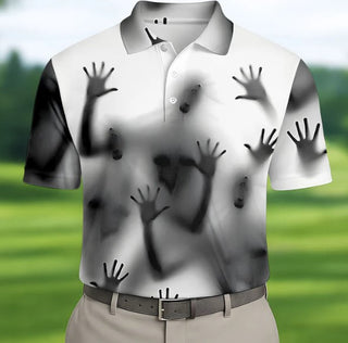 Haunted Shadow Silhouette Golf Polo Shirt, Men's Golf Shirts, Hawaiian Golf Shirt HG
