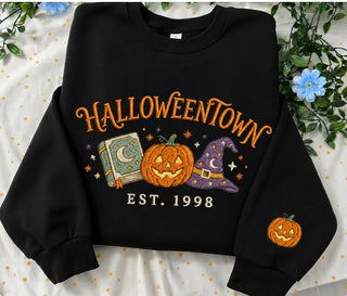 Vintage Halloween Town Est 1998 Embroidered Sweatshirt, Spooky Season Tee, Halloween Lover Gift LN