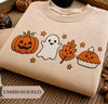 Fall Vibes Halloween Season EmEbroidered Sweater, Pumpkin Ghost Embroidery Sweatshirt, Autumn Sweater, Halloween Gift LN