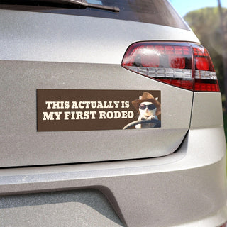 This Actually Is My First Rodeo HFN Car Magnet Funny Cowboy Cat Meme Cute Car Accessories