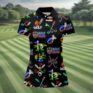 Neon Golf Clubs Womens Golf Polo Shirt  Ladies Golf Shirt HG s  Womens Golf Wear