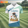 Golfin' Dolphin Custom Golf Polo Shirt HG  Golfing Apparel  Mens Golf Gift  Funny Golf Polo Shirt HG