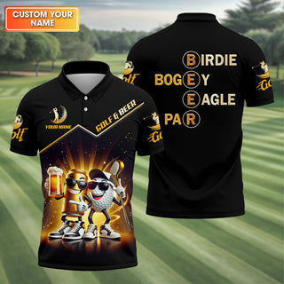 Golf And Beer Custom Men's Golf Polo Shirt HG  Funny Golf Apparel  Fun Golf Shirts For Men