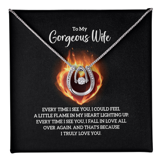 To my Gorgeous wife Husband to Wife Gift, Wife Necklace Gift, Anniversary