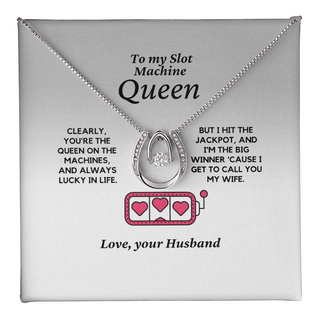 My Slot Machine Queen, Lucky in Love Necklace - Wife Birthday Gift | Wife Anniversary Gift | Casino Wife | Gambler Wife | Lucky Gambling