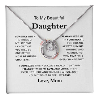 To My Daughter - Love & Light - Lucky In Love Necklace | Personalized For Daughter, Birthday Present, From Mom, Christmas Bday Xmas Holidays