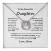 To My Daughter - Love & Light - Lucky In Love Necklace | Personalized For Daughter, Birthday Present, From Mom, Christmas Bday Xmas Holidays