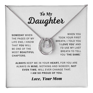 To My Daughter - Love & Light - Lucky In Love Necklace For Daughter, Birthday Present, From Mom, Christmas Bday Xmas Holidays
