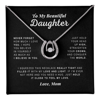 To My Daughter - Love & Light - Lucky In Love Necklace | Personalized For Daughter, Birthday Present Christmas Bday Xmas Holidays
