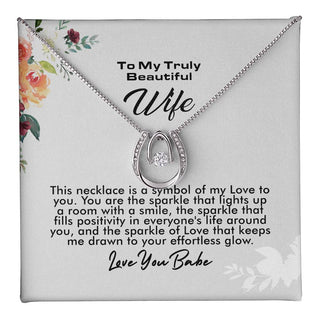 To My Truly Beautiful Wife - Lucky In Love Necklace, Birthday Gift, Minimalist Gift, Unique Present, Birthday Girl