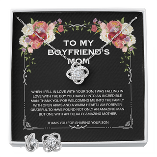 To My Boyfriend Mom Love Knot Necklace Birthday Card Mom to be a gift from daughter For Mother In Law Mother's Day Gifts For Boyfriend Mom