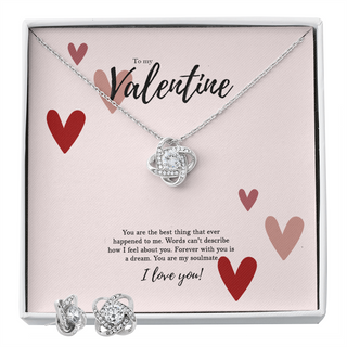 To My Valentine Necklace Love Knot Earring and Necklace Set To My lover Gift