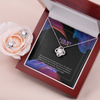 For My Sister Necklace Love Knot Earring & Necklace Set, Love Knot Gift, Cubic Zirconia Crystal Necklace, Necklace and Earring Set