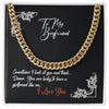 For My Boyfriend I Love You, Cuban Link Chain with Message Card, Silver Men Adult Necklace