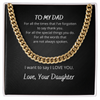 To My Dad I Want To Say I Love You Cuban Link Chain Necklace Gift Father's Day Gift