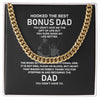 To My Bonus Dad-Stainless Steel Cuban Chain Necklace Necklace Gift For Him, Birthday Gift, Aniversary Gift