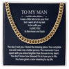 Cuban Chain Necklace for My Man, Gift for Husband Love You To The Moon, Meaningful Anniversary